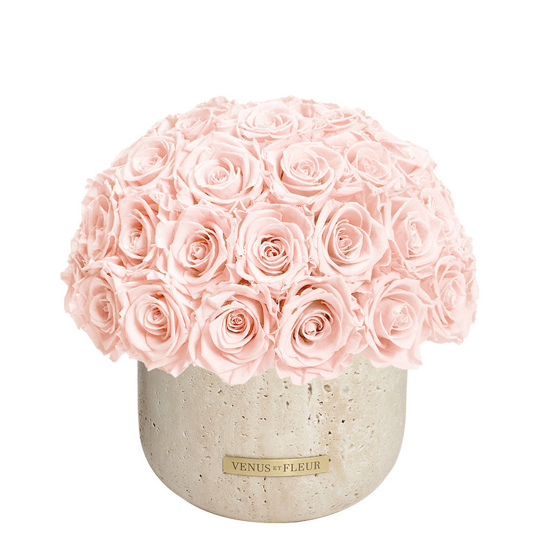 Terre Travertine Vase Roses