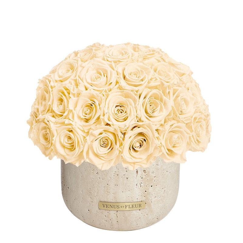 Terre Travertine Vase Roses