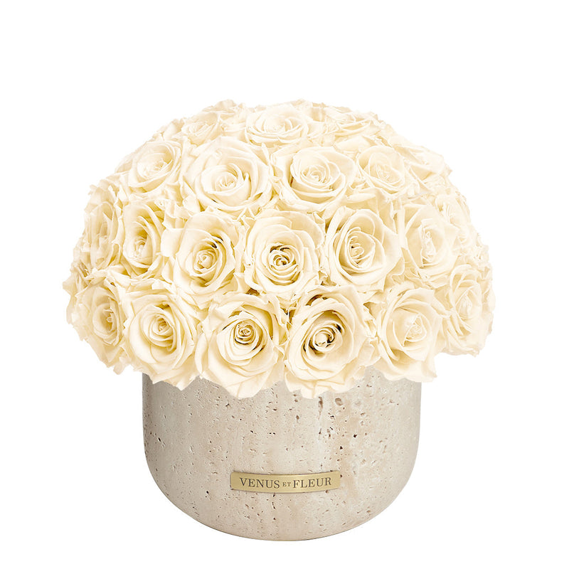 Terre Travertine Vase Roses