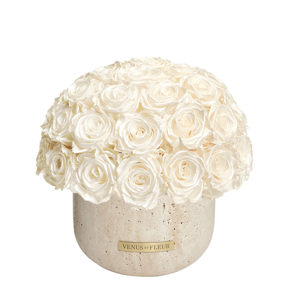 Terre Travertine Vase Roses