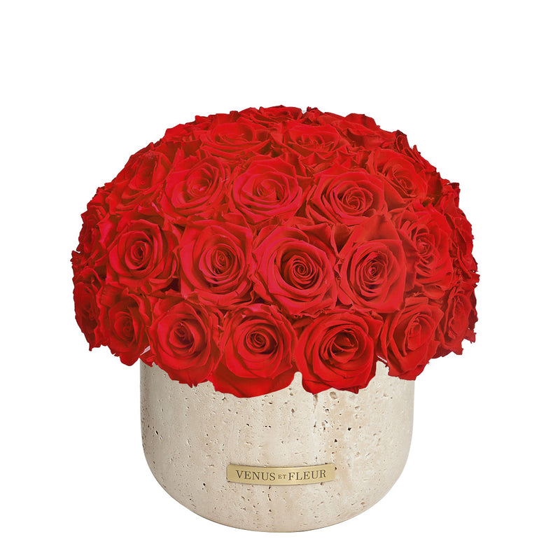 Terre Travertine Vase Roses
