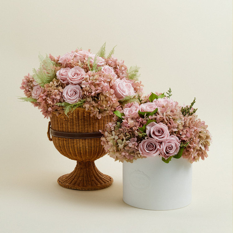 Thalia Porcelain Vase Roses & Hydrangeas