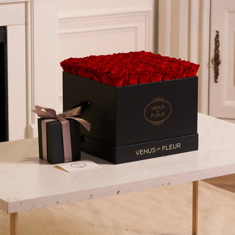 Large Square Black Classic Roses