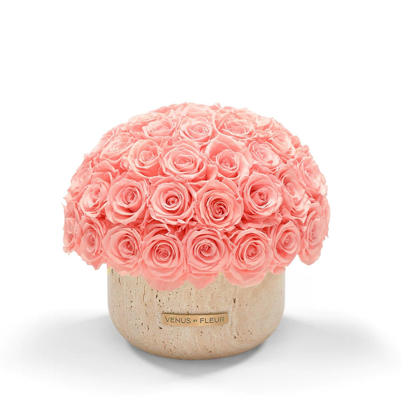 Terre Travertine Vase Roses