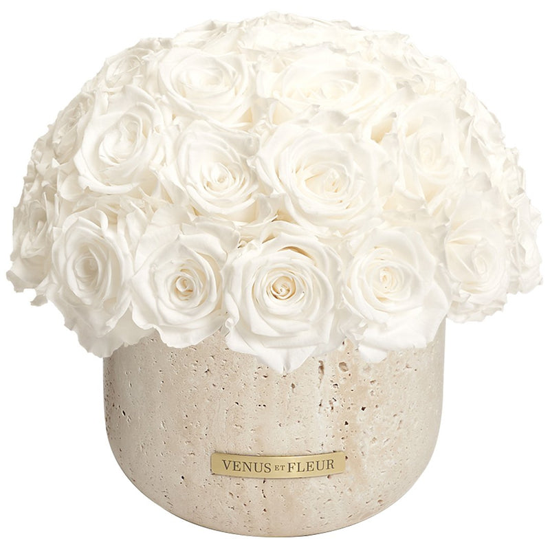 Terre Travertine Vase Roses