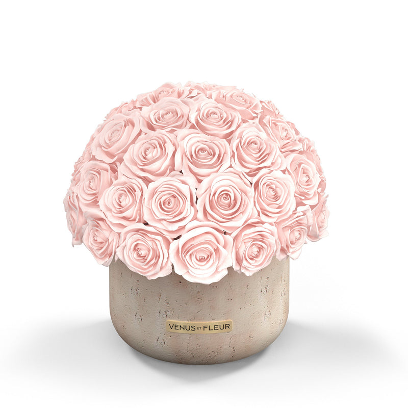 Terre Travertine Vase Roses