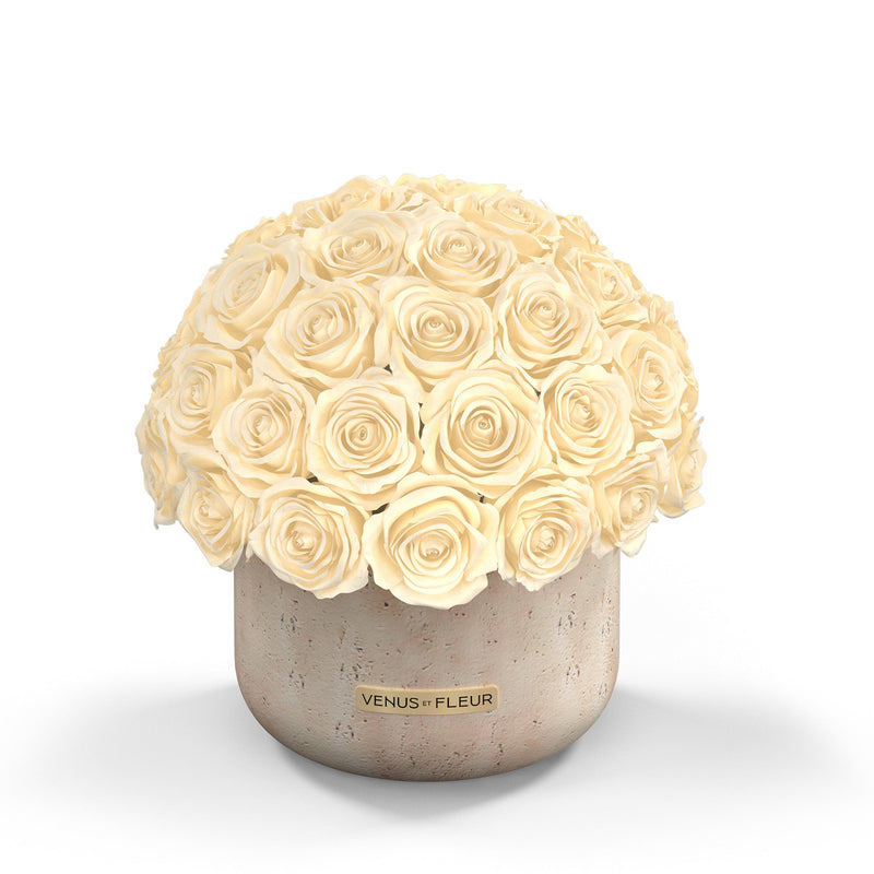 Terre Travertine Vase Roses