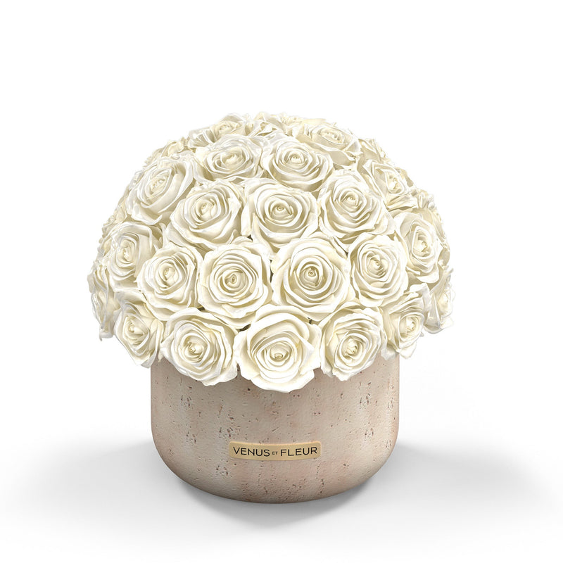 Terre Travertine Vase Roses