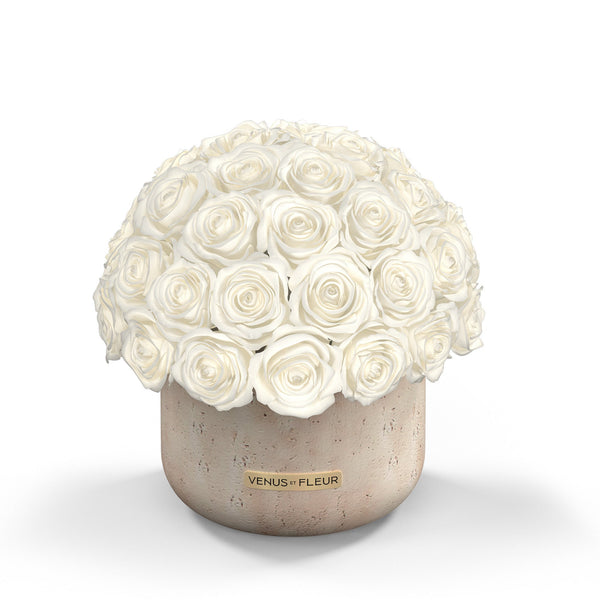 Terre Travertine Vase Roses