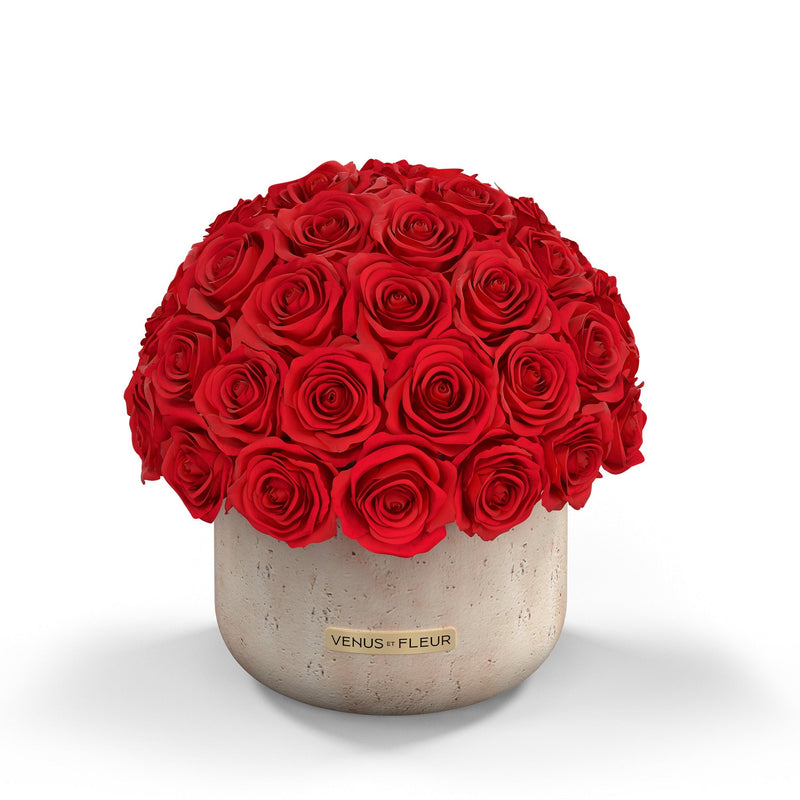 Terre Travertine Vase Roses