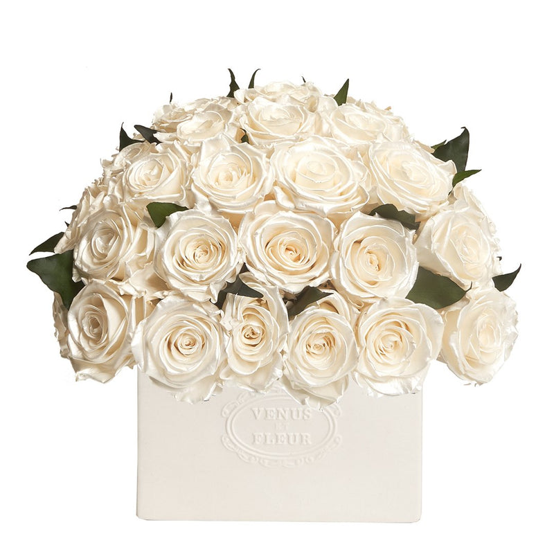 Allura Vase with Eternity® Roses and Eternity™ Hedera Leaves