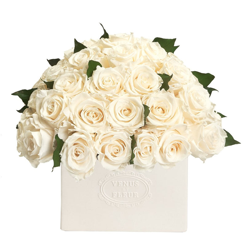 Allura Vase with Eternity® Roses and Eternity™ Hedera Leaves