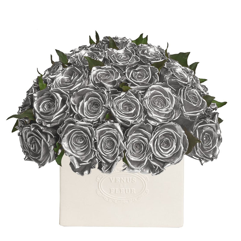 Allura Vase with Eternity® Roses and Eternity™ Hedera Leaves